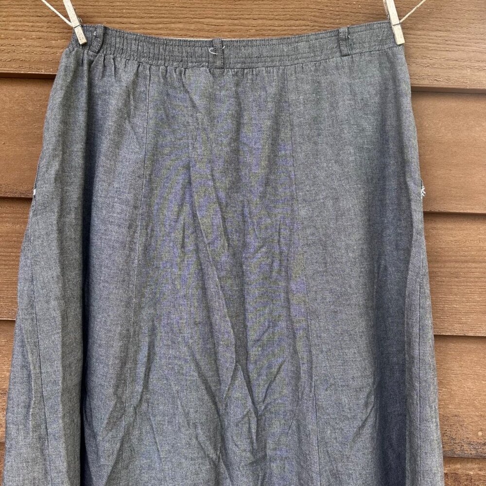 Vintage Orvis Womens Size 16 Gray Cotton Skirt Elastic Waistband Made In USA Sli - Picture 9 of 10